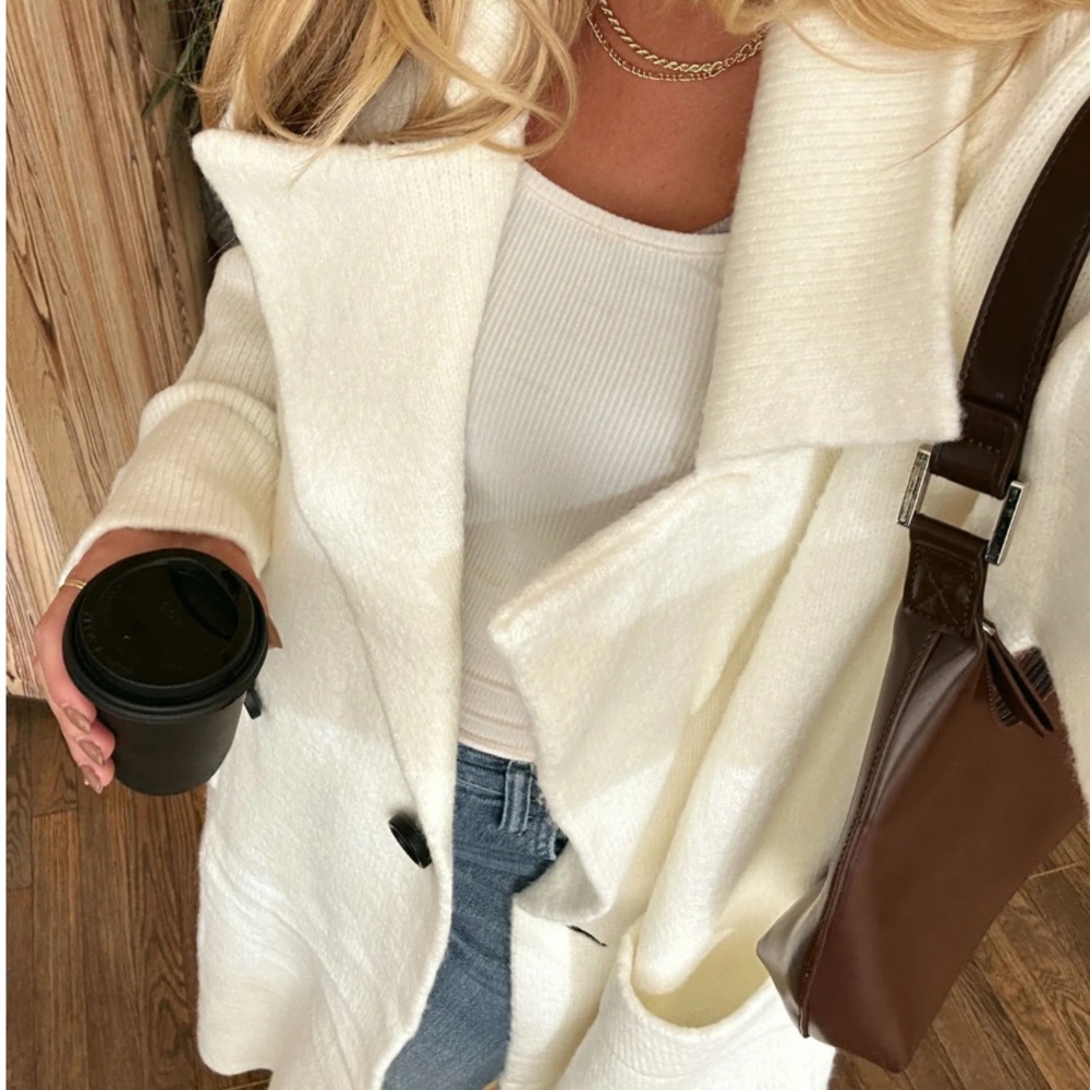Mumu Melrose Sweater Jacket Cream Knit, Size L